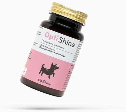 OptiShine Dog Skin & Coat Supplement - Allergy Relief, Itch Relief, Anti-Shedding - Pure Sprinkle Capsules for Healthy Skin & Shiny Coat