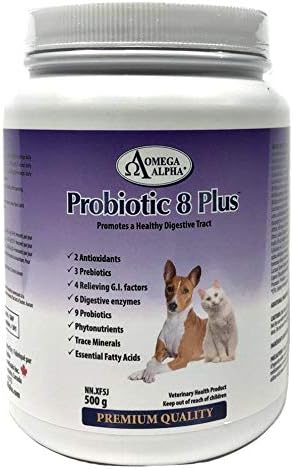 Omega Alpha Pet Probiotic 8 Plus - Probiotics, Enzymes, and Fibre for Better Pet Digestion.-500g