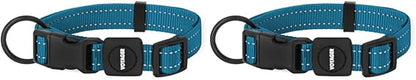 Best Pet Supplies Reflective Dog Collar with Adjustable Length, Heavy-Duty Buckle, and Strong Leash D-Ring, Training, Walking, Jogging Accessory for Small, Medium, and Large Breeds - Turquoise, S