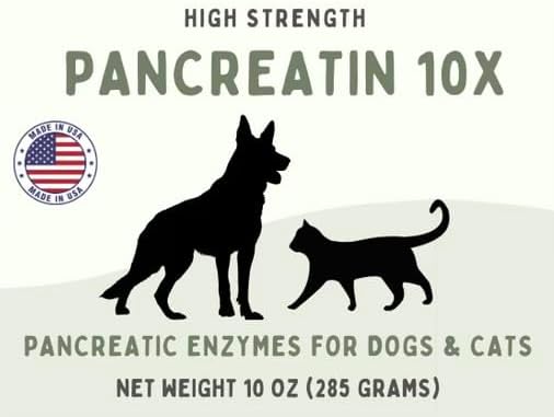 Pancreatin 10X - Pancreatic enzymes for Dogs and Cats (Made in USA) High Strength | Low Odor |10oz (285g)