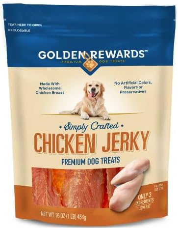 Golden Rewards Chicken Flavor Premium Dry Jerky Treats for All Dogs, 16 oz