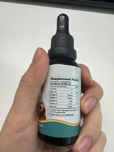 Pet Hemp Oil for Dogs Cats Hip Joint Support - Pure Hemp Drops for Arthritis Pain Anxiety Relief Stress-Hip Joint - Skin Health - Omega 3 6 9 Fatty Acids - Made in USA