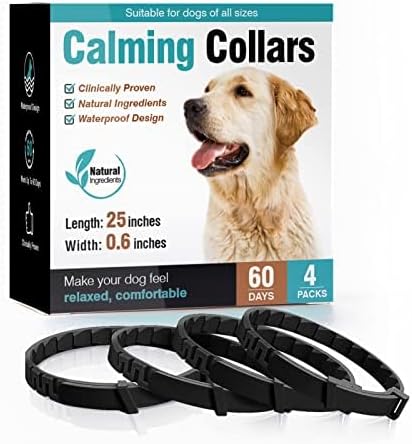 Calming Collar for Dogs 4 Packs Dog Pheromone Collars Relief Anxiety Stress Separation and Bad Behavior Pheromones Calm Lasts 60 Days 25 Inches Size Adjustable Waterproof Fit Small Large Medium Breed