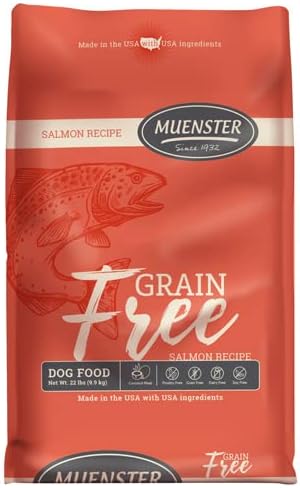 Muenster Grain Free with Salmon – Dry Dog Food or Mixer with Fish Protein - Complete and Balanced Kibble for Large, Medium or Small Breed Dogs, 22 lb