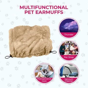 Adjustable Dog Ear Muffs Noise Protection – Neck Ear Warmer Hoodie - Cats, Dogs Snood No Flap Ear Wrap Noise Canceling for Anxiety Relief, Thunderstorms, Fireworks, Pet Grooming (Brown, Small)
