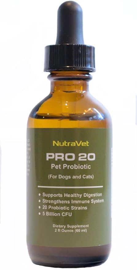 Probiotics for Dogs and Cat Probiotics - 120 servings (1/2ml). 100% Natural Digestive Enzymes for Gas Relief and Healthy Digestion. Prebiotics via Liquid Vitamins for Constipation & Leaky Gut