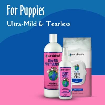 earthbath, Ultra-Mild Wild Cherry Puppy Wipes - Dog Wipes for Paws and Butt, Best Pet Wipes for Dogs & Puppies, Made in USA, Cruelty-Free Dog Cleaning Wipes - 100 Count (1 Pack)