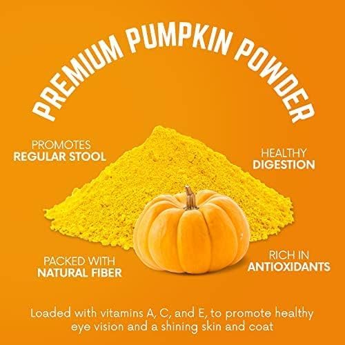 Pumpkin Power Vitamins for Dogs, Powdered Pumpkin with Vitamins A, C & E, Fiber-Rich for Optimal Pet Health, Combat Constipation, Multivitamin for Digestive Health, 24 oz (90 Day Supply)
