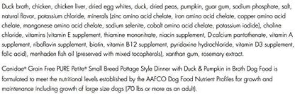 Pure Canidae Petite Grain Free Small Breed Dog Food 3 Flavor Variety 6 Can Sampler - (2) Each: Pottage Duck Pumpkin, Cacciatore Lamb Carrots, Bolognese Beef Carrots (3.5 Oz) - Plus Squeak Toy Bundle