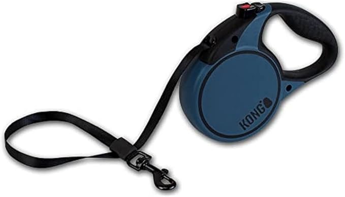 Alcott KONG Terrain Retractable Dog Leash, Medium, Blue, 16' Long