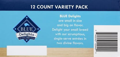 Blue Buffalo Delights Natural Small Breed Wet Dog Food Cups Variety Pack, Roasted Turkey and Grilled Chicken Flavor 3.5-oz (12pack- 6 of Each Flavor)