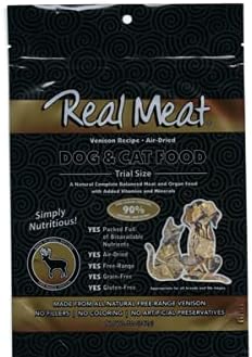 Real Meat Air Dried Cat Food & Dog Food w/Real Venison - 5oz of USA-Crafted Grain-Free Dry Dog & Cat Food Sourced from Free-Range, Grass-Fed Venison - All Natural, High Protein Pet Food