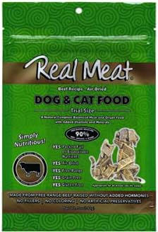 Real Meat Air Dried Cat Food & Dog Food w/Real Beef - 5oz of USA-Crafted Grain-Free Dry Dog & Cat Food Sourced from Hormone-Free, Free-Range, Grass-Fed Beef - All Natural, High Protein Pet Food