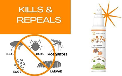 Flea and Tick Spray for Fleas, Ticks and Mosquitoes - Application for Dogs, Cats and Home (100 ml)