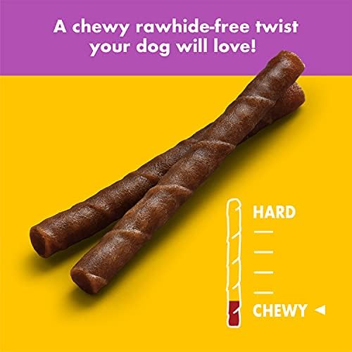5-Inch Chewy Dog Chew Twists, Made in The USA, All Natural Rawhide-Free Highly-Digestible Treats, Bacony Sizzle - 28 Count