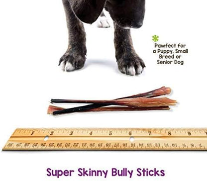 Nature Gnaws Super Skinny Bully Sticks for Small Dogs - Premium Natural Beef Dental Bones - Tasty Thin Dog Chew Treats for Toy Breeds & Puppies - Rawhide Free