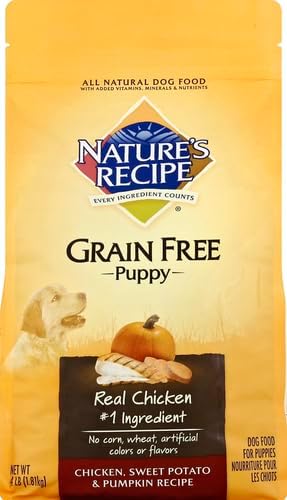 Nature′s Recipe Grain Free Puppy Chicken, Sweet Potato & Pumpkin Recipe Dry Dog Food, 4 lb. Bag