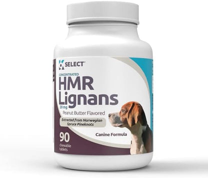 HMR Lignans for Dogs 20mg, 90 Peanut Butter Tablets for Medium Dogs - Norway Spruce Extract Holistic Dog Health - Digestion, & Coat Care - Dog Enhancer for Overall Wellness Lignans for Dogs