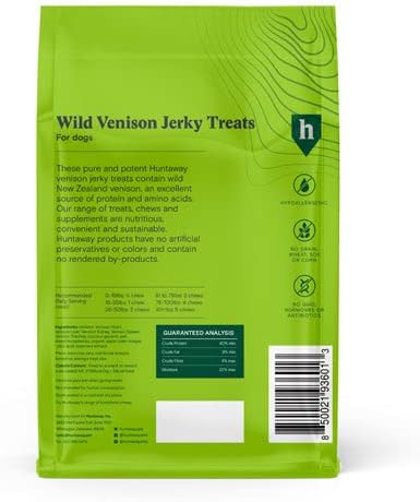 Wild Venison Jerky Treats for Dogs - 1 Pack of 4oz Natural Venison Dog Treats Suitable for Large Dogs and Small Dogs