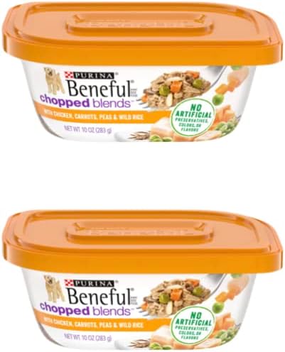 Beneful Chopped Blends Wet Dog Food 10 oz. Tub Combo Variety Bundle 4 Flavors 2 of Each Flavors, Total of 8 tub with Healthier Paws Sticker!!!