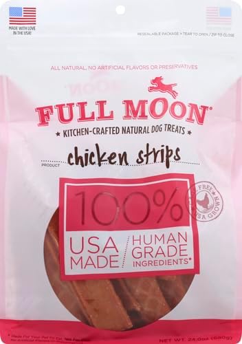 Full Moon Chicken Strips Healthy All Natural Dog Treats Human Grade Made in USA Grain Free, 1.5 Pound (Pack of 1)