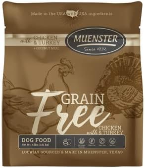 Muenster Grain Free with Chicken and Turkey – Dry Dog Food or Mixer with Fresh Chicken Protein - Complete and Balanced Kibble for Large, Medium or Small Breed Dogs, 4 lb