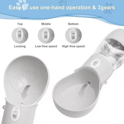Portable Dog Water Bottle - Dishwasher Safe Material Multifunctonal Pet Dispenser Outdoor 2in1 Leek-Proof Dog Water Bottle with Perfect Sink Size - Quench Your Dog's Thirst On-The-Go(Gray)