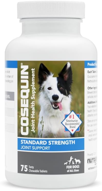 Nutramax Cosequin Standard Strength Joint Health Supplement for Dogs, with Glucosamine and MSM, 75 Chewable Tablets (Pack of 2)