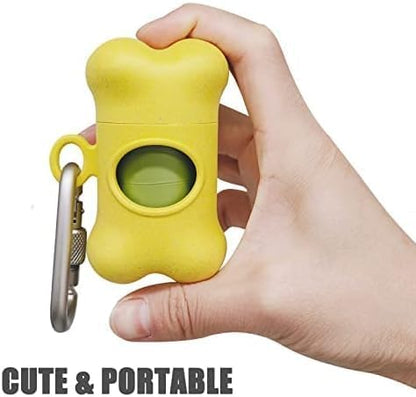 Bag Dispenser Dog Poop Bags Holder Dog Waste Bags Dispenser with Leak-Proof Green Poop Bags for Leash On The Go for Walking Dogs Outdoor (1 Holder 135 Bags,Yellow)