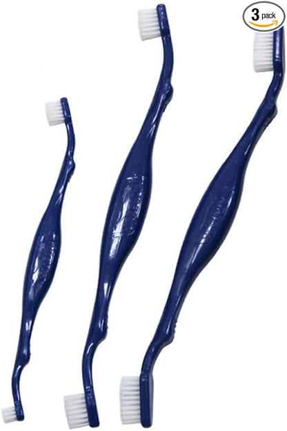 3Pcs Dog Tooth Brushing Kit Dog Toothbrush Pet Dental Oral Care Set Dog Tooth Brush Dual Headed Soft Tooth Cleaning Brushes withCurved Long Handle for Dogs Cats Pet Toothbrush (3 Sizes)