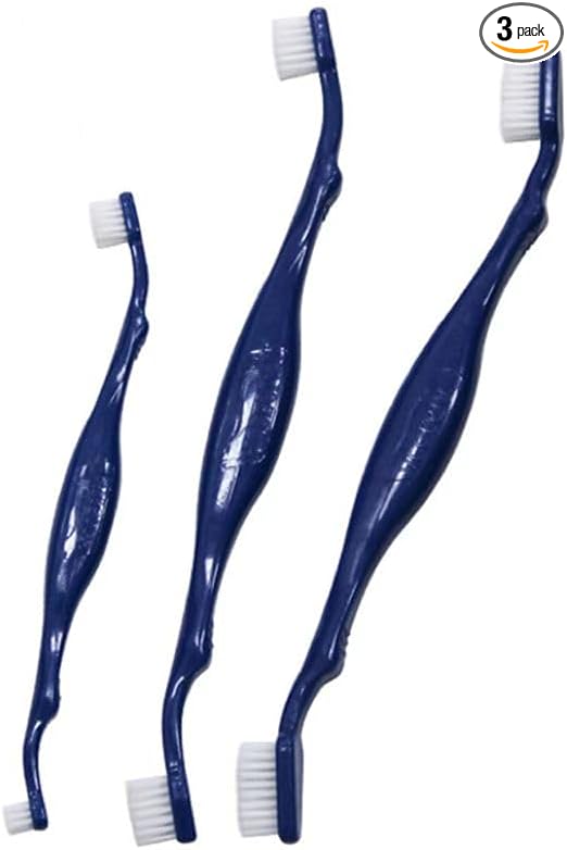 3Pcs Dog Tooth Brushing Kit Dog Toothbrush Pet Dental Oral Care Set Dog Tooth Brush Dual Headed Soft Tooth Cleaning Brushes withCurved Long Handle for Dogs Cats Pet Toothbrush (3 Sizes)