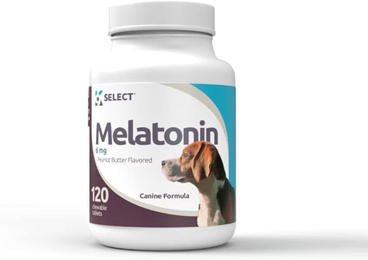 Melatonin for Dogs - 6mg 120 Peanut Butter Flavored Chewable Tablets - Dog Melatonin for Large Dogs - Melatonin Dog Treats - Improves Quiet Moments & Composure Assist for Dogs
