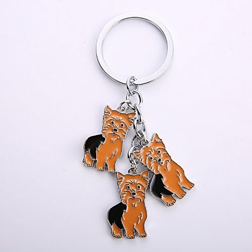 Dog Keychain, Pet Pendant Key-Ring, Cute Puppy ID Tags Metal Key Ring for Dog Lover (Yorkshire)