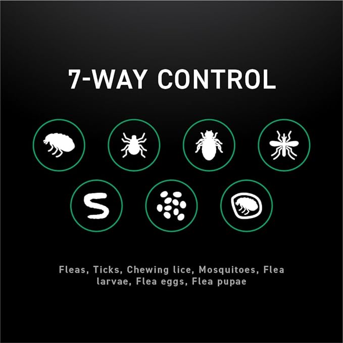 Flea and Tick Prevention for Dogs, Repellent, and Control, Fast Acting Waterproof Topical Drops for Large Dogs, 3 Monthly Doses