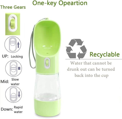 Dog Water Bottle for Walking, Multifunctional and Portable Dog Travel Water Dispenser with Food Container,Detachable Design Combo Cup for Drinking and Eating,Suitable for Cats and Puppy