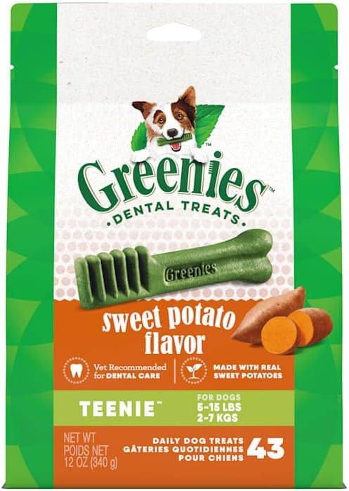Greenies Teenie Natural Sweet Potato Flavor Dental Dog Treats, 12 oz., Count of 43