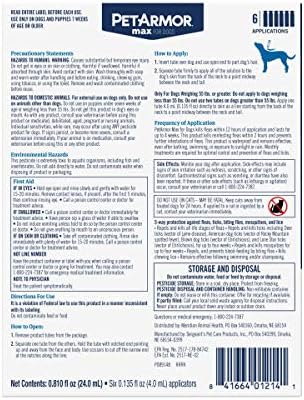 PetArmor Max Flea, Tick and Mosquito Prevention for X-Large Dogs (Over 55 Pounds), Topical Dog Flea Treatment Repels and Kills, 6 Month Supply
