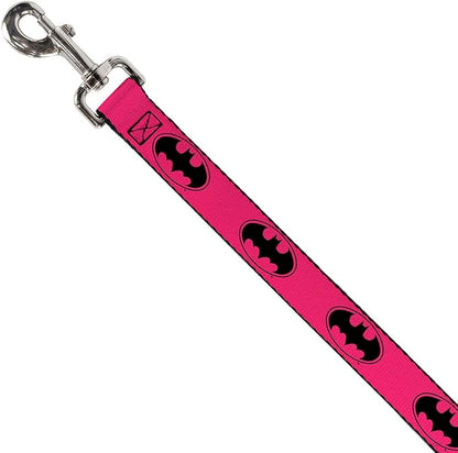 Buckle-Down Dog Leash Bat Signal 3 Fuchsia Black Fuchsia 4 Feet Long 0.5 Inch Wide, Multi Color (DL-WBM087-N)