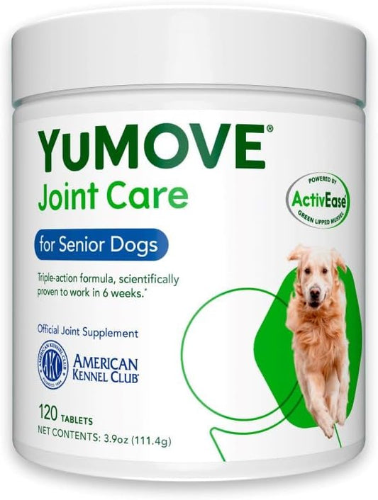 Senior Dog Tablets | Higher Strength Hip and Joint Supplement for Dogs with Glucosamine, Hyaluronic Acid, Green Lipped Mussel | Dogs Aged 8+ | 120 Tablets