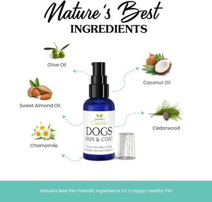 Natural SKIN & COAT Oil for Dogs | Skin Soother with Coconut, Almond and Olive Oils | Soothe Dry Skin, Allergies and Skin Irritation | Add Softness and Shine to a Dull Coat | Made in The USA