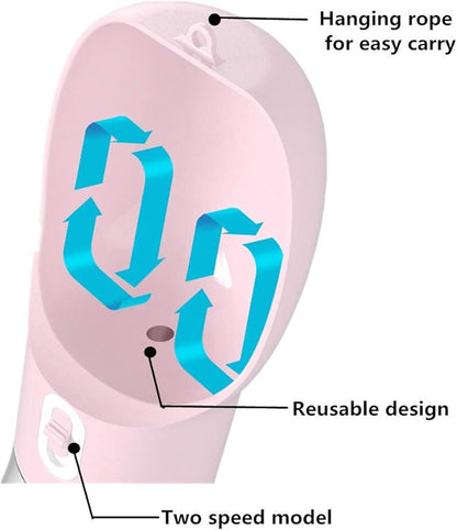 Outdoor Dog Water Bottle Dispenser - Leak Proof Water Bottle for dogs On The Go with Food Container Multifunctional Travel Dog Water Bottle（Pink）