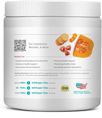 Pet Parents® Probiotic SoftSupps® Digestive Enzymes for Dogs, Probiotics for Dogs with Pumpkin for Dogs & Dog Digestive Enzymes, Anti Diarrhea for Dogs, 90ct Canine Probiotic Chews for Dogs