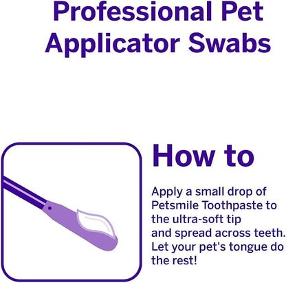 Petsmile Professional Pet Toothpaste Applicator Swabs - Easily Apply Toothpaste to Dogs & Cats Teeth - Teeth Cleaning Essentials - VOHC Approved Pet Supplies