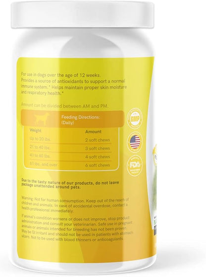 Premium Dog Allergy Support Supplement with Natural Ingredients – Advanced Pet Allergy Relief for Dog Immunity Support and Respiratory Health – 90 Dog Chews
