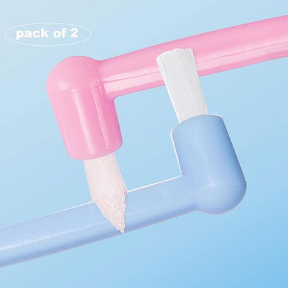 3 Pack Cat Toothbrush with Mini Soft Head, Small Dog Teeth Deep Clean Dense Brush, Pet Safe and Effective Oral Care, Cat Tooth Brush Away Bad Breath(Pink, Blue)