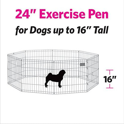 MidWest Homes for Pets Folding Metal Exercise Pen / Pet Playpen, Blue,24"W x 24"H, 1-Year Manufacturer's Warranty