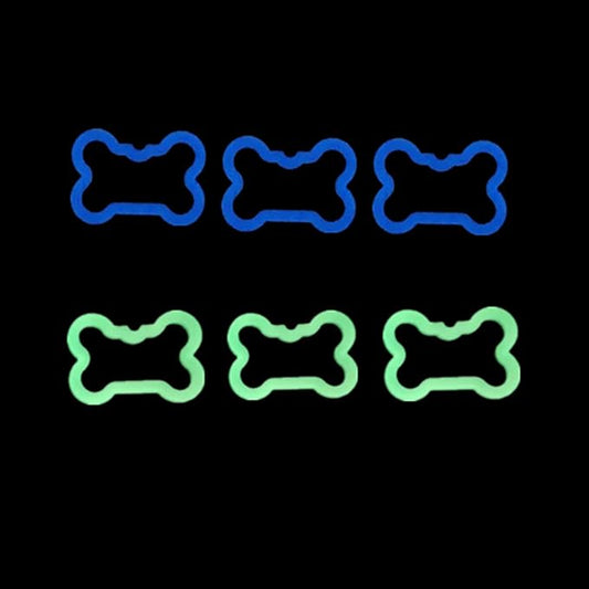6 Pack Two Colors Bone Shape Silicone Dog Tag Silencer Green Glow in The Dark Soundless Pet Tag Sleeve Blue Glow in The Dark Personalize Pet Name Tags Protector Lightweight Pet Tag Cover