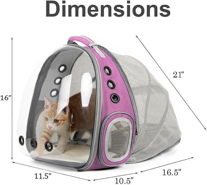 Back Expandable Cat Backpack Carrier, Fit up to 12 lbs, Space Capsule Bubble Window Pet Carrier Backpack for Cat and Small Puppy