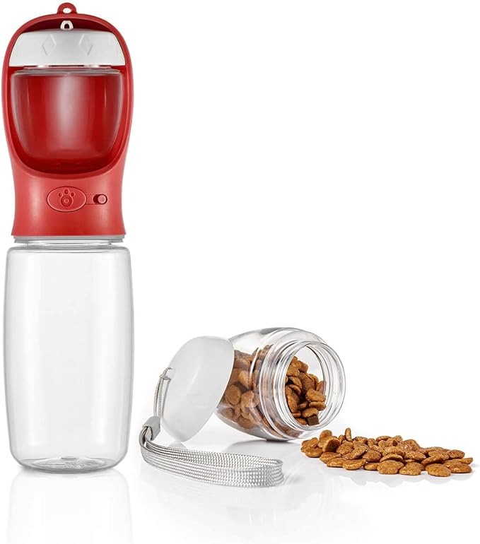 WePet Portable Dog Water Bottle with Food Container, 19 OZ + 6 OZ, Leak Proof Puppy Water Dispenser with Drinking Feeder for Pets Outdoor Walking, Hiking, Travel, Food Grade Plastic