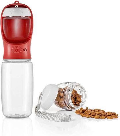 WePet Portable Dog Water Bottle with Food Container, 19 OZ + 6 OZ, Leak Proof Puppy Water Dispenser with Drinking Feeder for Pets Outdoor Walking, Hiking, Travel, Food Grade Plastic
